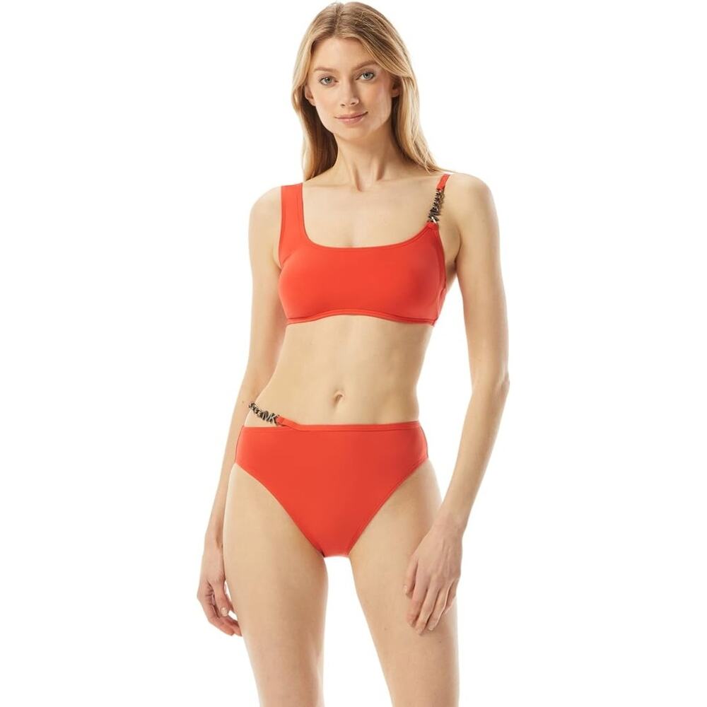 NWT Michael Kors Michael Kors Signature Solids Logo Chain Bikini Swim Beach M